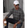 imageMAGCOMSEN Mens Sweater Pullover Sweaters Crewneck Plaid Sweater Casual Cotton Sweater Fall Winter SweaterDark Grey