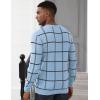 imageMAGCOMSEN Mens Sweater Pullover Sweaters Crewneck Plaid Sweater Casual Cotton Sweater Fall Winter SweaterLight Blue