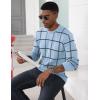 imageMAGCOMSEN Mens Sweater Pullover Sweaters Crewneck Plaid Sweater Casual Cotton Sweater Fall Winter SweaterLight Blue