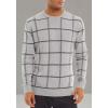 imageMAGCOMSEN Mens Sweater Pullover Sweaters Crewneck Plaid Sweater Casual Cotton Sweater Fall Winter SweaterLight Grey