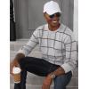 imageMAGCOMSEN Mens Sweater Pullover Sweaters Crewneck Plaid Sweater Casual Cotton Sweater Fall Winter SweaterLight Grey