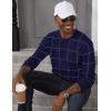 imageMAGCOMSEN Mens Sweater Pullover Sweaters Crewneck Plaid Sweater Casual Cotton Sweater Fall Winter SweaterNavy
