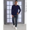 imageMAGCOMSEN Mens Sweater Pullover Sweaters Crewneck Plaid Sweater Casual Cotton Sweater Fall Winter SweaterNavy