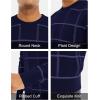 imageMAGCOMSEN Mens Sweater Pullover Sweaters Crewneck Plaid Sweater Casual Cotton Sweater Fall Winter SweaterNavy
