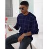imageMAGCOMSEN Mens Sweater Pullover Sweaters Crewneck Plaid Sweater Casual Cotton Sweater Fall Winter SweaterNavy