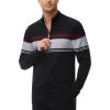 imageMAGCOMSEN Mens Sweaters 14 Zip Cotton Sweater Pullover Polo Sweaters Striped Fall Winter Warm SweatshirtsBlack