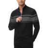 imageMAGCOMSEN Mens Sweaters 14 Zip Cotton Sweater Pullover Polo Sweaters Striped Fall Winter Warm SweatshirtsDark Black