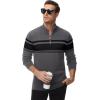 imageMAGCOMSEN Mens Sweaters 14 Zip Cotton Sweater Pullover Polo Sweaters Striped Fall Winter Warm SweatshirtsDark Grey
