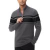 imageMAGCOMSEN Mens Sweaters 14 Zip Cotton Sweater Pullover Polo Sweaters Striped Fall Winter Warm SweatshirtsDark Grey