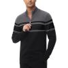 imageMAGCOMSEN Mens Sweaters 14 Zip Cotton Sweater Pullover Polo Sweaters Striped Fall Winter Warm SweatshirtsDark Grey Black
