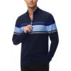 imageMAGCOMSEN Mens Sweaters 14 Zip Cotton Sweater Pullover Polo Sweaters Striped Fall Winter Warm SweatshirtsNavy Lack Blue