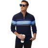 imageMAGCOMSEN Mens Sweaters 14 Zip Cotton Sweater Pullover Polo Sweaters Striped Fall Winter Warm SweatshirtsNavy Lack Blue