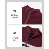 imageMAGCOMSEN Mens Sweaters 14 Zip Cotton Sweater Pullover Polo Sweaters Striped Fall Winter Warm SweatshirtsNavy Wine Red