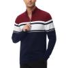 imageMAGCOMSEN Mens Sweaters 14 Zip Cotton Sweater Pullover Polo Sweaters Striped Fall Winter Warm SweatshirtsNavy Wine Red