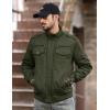 imageMAGCOMSEN Winter Jackets For Men Fleece Lined Coat Cotton Thermal Jacket Trucker Field Hiking Jackets Canvas Work JacketArmy Green