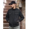 imageMAGCOMSEN Winter Jackets For Men Fleece Lined Coat Cotton Thermal Jacket Trucker Field Hiking Jackets Canvas Work JacketBlack