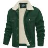 imageMAGCOMSEN Mens Corduroy Jacket Sherpa Lined Trucker Jackets Cotton TurnDown Collar Warm Winter Jacket Casual Coat 5 PocketsEmerald Green
