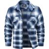 imageMAGCOMSEN Mens Flannel Shirts Cotton Long Sleeve Plaid Shirt Casual Fashion Button Up Shirts Jackets with 2 PocketsBlue White