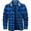 imageMAGCOMSEN Mens Flannel Shirts Cotton Long Sleeve Plaid Shirt Casual Fashion Button Up Shirts Jackets with 2 PocketsBright Blue