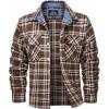 imageMAGCOMSEN Mens Flannel Shirts Cotton Long Sleeve Plaid Shirt Casual Fashion Button Up Shirts Jackets with 2 PocketsBrown