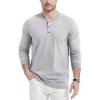 imageMAGCOMSEN Mens Long Sleeve Henley Shirt Fall Casual Shirt Fashion Front Placket ShirtLight Greycotton Blend