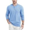 imageMAGCOMSEN Mens Long Sleeve Henley Shirt Fall Casual Shirt Fashion Front Placket ShirtSky Bluecotton Blend