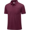 imageMAGCOMSEN Mens Polo Shirts with Pocket Cotton Pique Short Sleeve Collared Shirt Moisture Wicking Golf Shirts 3Button ShirtsWine Red