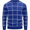 imageMAGCOMSEN Mens Sweater Pullover Sweaters Crewneck Plaid Sweater Casual Cotton Sweater Fall Winter SweaterBlue