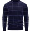 imageMAGCOMSEN Mens Sweater Pullover Sweaters Crewneck Plaid Sweater Casual Cotton Sweater Fall Winter SweaterNavy