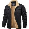 imageMAGCOMSEN Mens Winter Jacket Lined Sherpa Jacket Warm Trucker Coat Multi PocketBlack