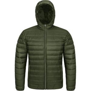 imageMAGCOMSEN Mens Lightweight Puffer Jacket Hooded Full Zip WaterResistant Quilted Lined Winter CoatsArmy Green