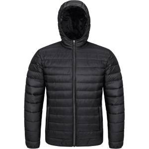 imageMAGCOMSEN Mens Lightweight Puffer Jacket Hooded Full Zip WaterResistant Quilted Lined Winter CoatsBlack
