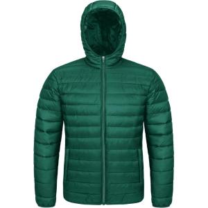 imageMAGCOMSEN Mens Lightweight Puffer Jacket Hooded Full Zip WaterResistant Quilted Lined Winter CoatsEmerald Green