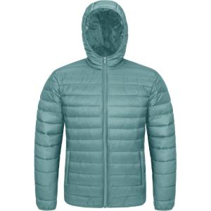imageMAGCOMSEN Mens Lightweight Puffer Jacket Hooded Full Zip WaterResistant Quilted Lined Winter CoatsGrey Green