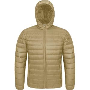 imageMAGCOMSEN Mens Lightweight Puffer Jacket Hooded Full Zip WaterResistant Quilted Lined Winter CoatsKhaki