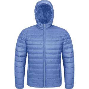 imageMAGCOMSEN Mens Lightweight Puffer Jacket Hooded Full Zip WaterResistant Quilted Lined Winter CoatsLight Blue