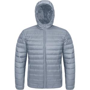 imageMAGCOMSEN Mens Lightweight Puffer Jacket Hooded Full Zip WaterResistant Quilted Lined Winter CoatsLight Grey