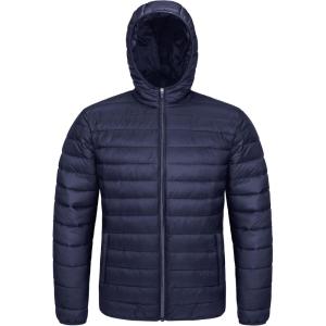 imageMAGCOMSEN Mens Lightweight Puffer Jacket Hooded Full Zip WaterResistant Quilted Lined Winter CoatsNavy