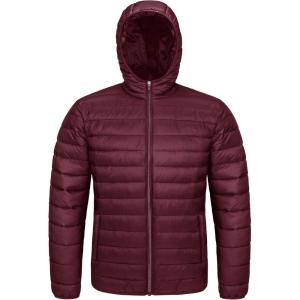 imageMAGCOMSEN Mens Lightweight Puffer Jacket Hooded Full Zip WaterResistant Quilted Lined Winter CoatsWine Red