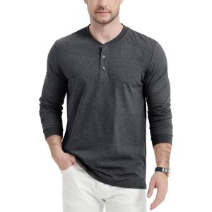imageMAGCOMSEN Mens Long Sleeve Henley Shirt Fall Casual Shirt Fashion Front Placket ShirtBlackcotton Blend