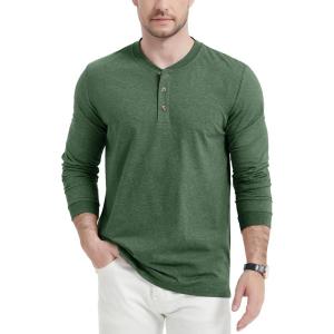imageMAGCOMSEN Mens Long Sleeve Henley Shirt Fall Casual Shirt Fashion Front Placket ShirtDark Greencotton Blend