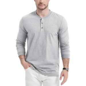 imageMAGCOMSEN Mens Long Sleeve Henley Shirt Fall Casual Shirt Fashion Front Placket ShirtLight Greycotton Blend