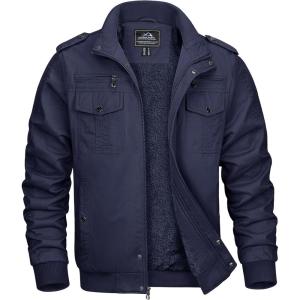 imageMAGCOMSEN Winter Jackets For Men Fleece Lined Coat Cotton Thermal Jacket Trucker Field Hiking Jackets Canvas Work JacketNavy Blue