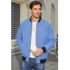 imageMAGCOMSEN Mens Bomber Jacket Lightweight Casual Zip Up Windbreaker Spring Fall Golf Coat with PocketsLight Blue