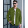 imageMAGCOMSEN Mens Corduroy Shirt Jacket Long Sleeve Lightweight Jacket ButtonUp Casual Shacket with Flap PocketsArmy Green