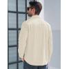 imageMAGCOMSEN Mens Corduroy Shirt Jacket Long Sleeve Lightweight Jacket ButtonUp Casual Shacket with Flap PocketsBeige