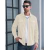 imageMAGCOMSEN Mens Corduroy Shirt Jacket Long Sleeve Lightweight Jacket ButtonUp Casual Shacket with Flap PocketsBeige