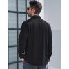 imageMAGCOMSEN Mens Corduroy Shirt Jacket Long Sleeve Lightweight Jacket ButtonUp Casual Shacket with Flap PocketsBlack