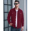 imageMAGCOMSEN Mens Corduroy Shirt Jacket Long Sleeve Lightweight Jacket ButtonUp Casual Shacket with Flap PocketsBurgundy