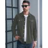 imageMAGCOMSEN Mens Corduroy Shirt Jacket Long Sleeve Lightweight Jacket ButtonUp Casual Shacket with Flap PocketsDark Grey